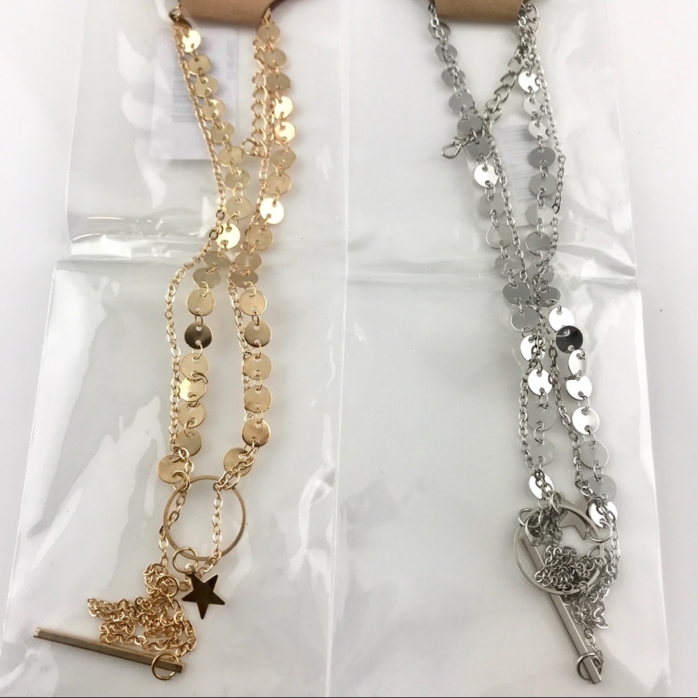3/$25⚡️Sequin star layered circle choker necklace - Picture 3 of 6